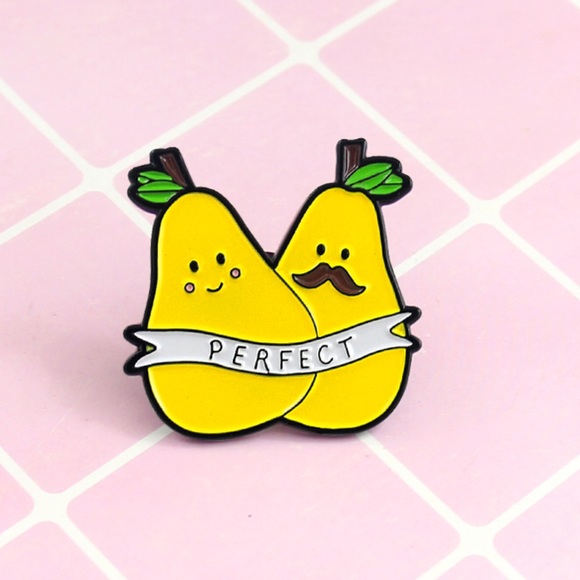 NEW Perfect Pair Pear Couple Enamel Pin Brooch - Picture 2 of 4